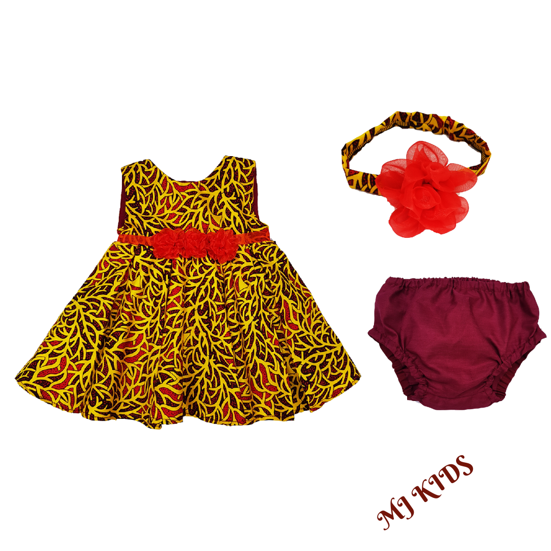 Rose embellished ankara dress - MJ KIDS