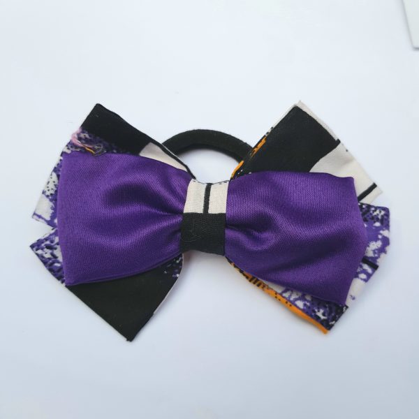 Purple triple bow ankara hair band