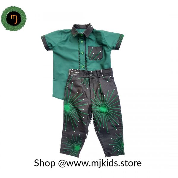 Boy green pant and shirt set
