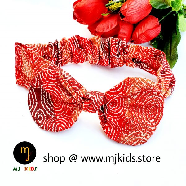 Red Ankara knotted bow headband